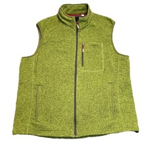 Orvis Denali Sweater Vest Men's 2XL Pear Green Fleece Knit Anti-Pilling Full Zip